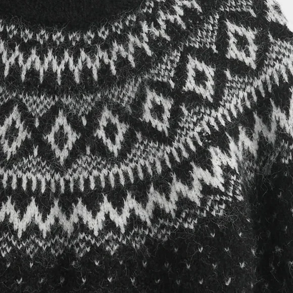 Gap fuzzy oversized turtleneck fair isle sweater - Picture 4 of 6